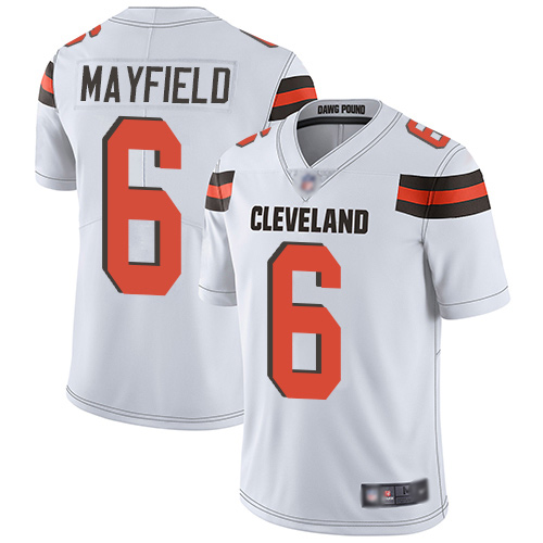 Cleveland Browns Baker Mayfield Men White Limited Jersey #6 NFL Football Road Vapor Untouchable
